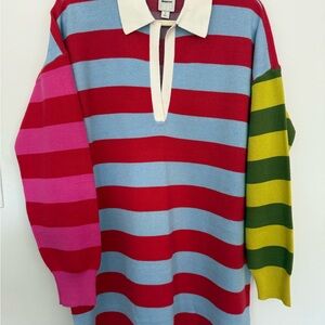 NWOT ANTHROPOLOGIE Maeve Red and Blue Striped Polo